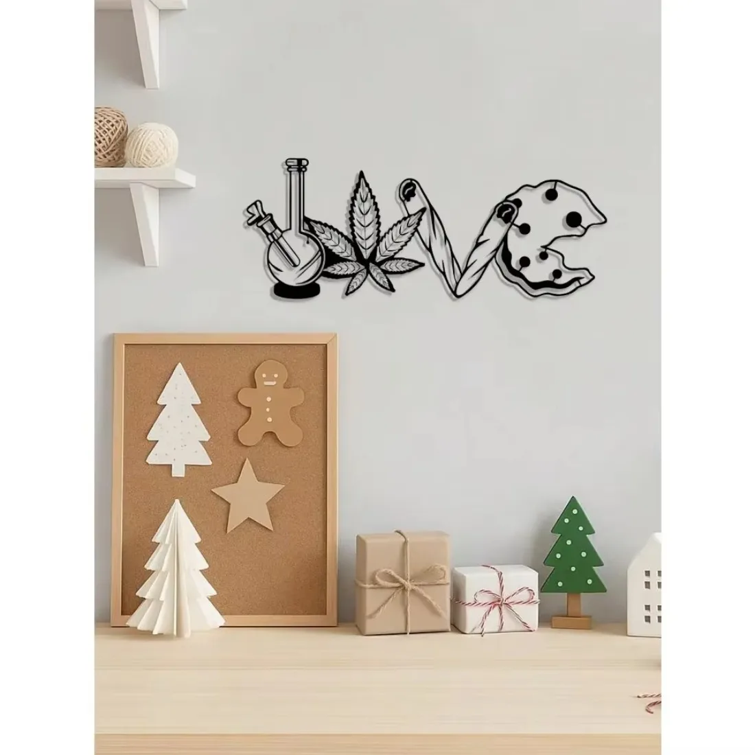 CIFBUY 1pc Vintage Love Letter Heart Metal Wall Decor,2D Flat Laser Cut Silhouette,Iron Hanging Sign