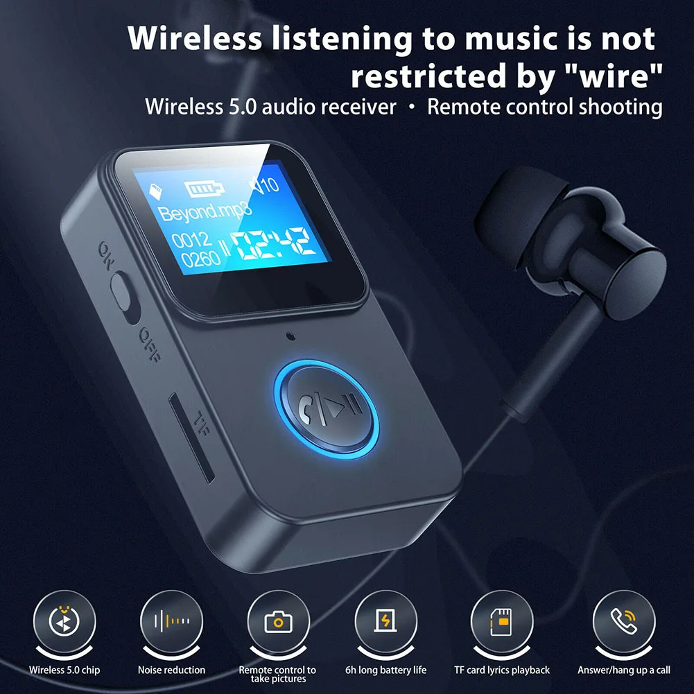 

C33 беспроводной Bluetooth-совместимый аудиоприемник 5,0 3,5 мм Aux аудио музыкальный адаптер с экраном