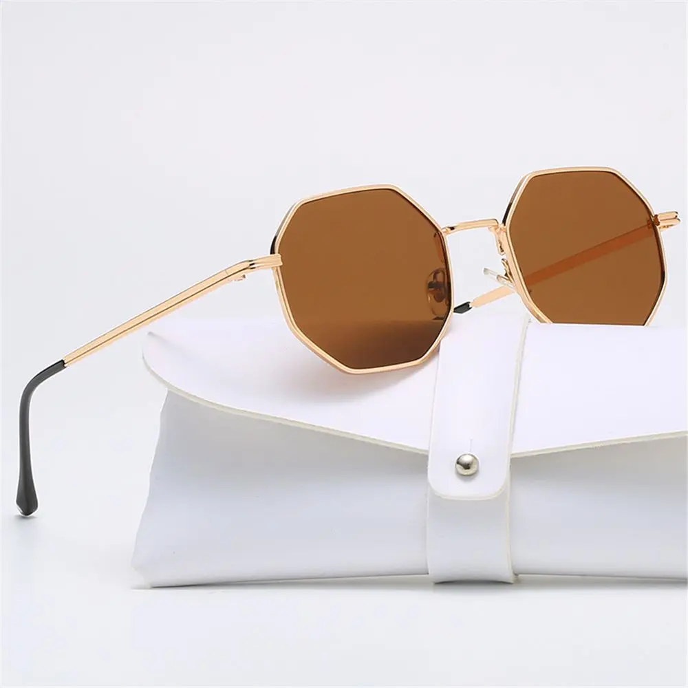 Men Women Metal Fashion Small Frame Polygon Sun Glasses Sunglasses Outdoor Driving Eyewear UV Protection Retro Square Sunglasses