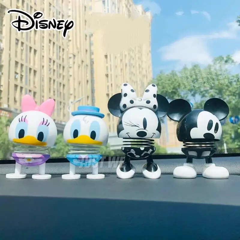 

9 см Дитни Микки Маус Дональд Дак Дейзи Утка Креативный автомобиль Потрясающая голова Весенняя кукла Орнамент Рабочий стол Украсить пара Фестивальный подарок