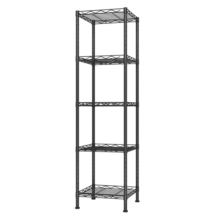 

Storage Shelves, 5Wire Shelving, Metal Shelving Unit Adjustable Storage Shelves Rack for Kitchen, Pantry, Bathroom, Black, 11.4