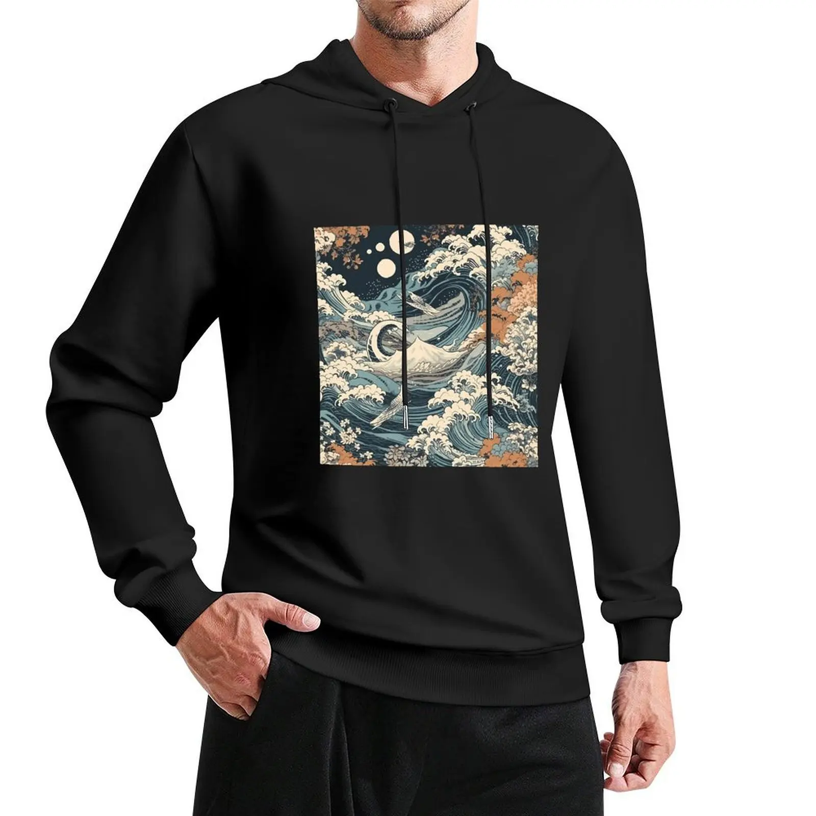 الموجات الأبدية: A Hokusai & Kuniyoshi تحية هوديي ملابس رجالية ملابس للرجال ملابس رجالي شتوية هوديي رجل