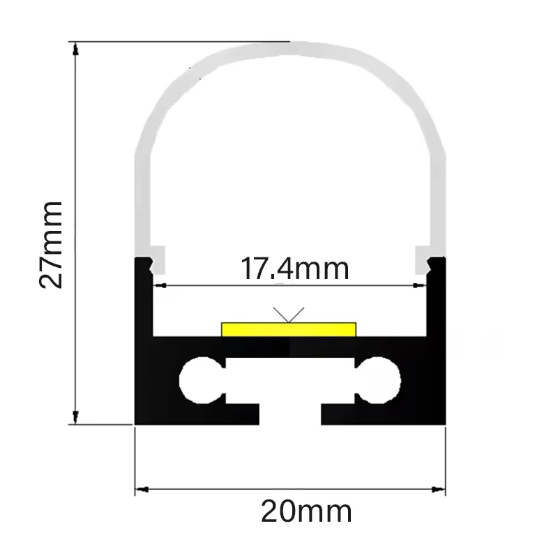 Luminaire Suspended Aluminium Profile W20*H27mm With Milky Diffuser for Led Indoor Lighting