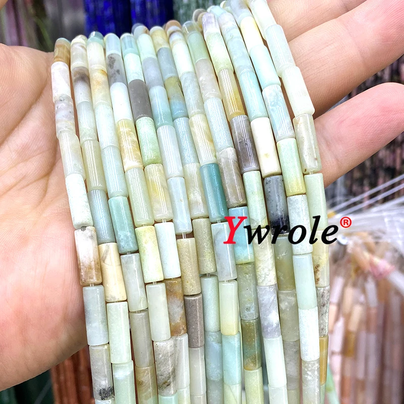New Cylinder Shape Natural Stone 4x13mm Colorful Amazonite Loose Spacer Beads for Jewelry Making Diy Bracelet Accessories