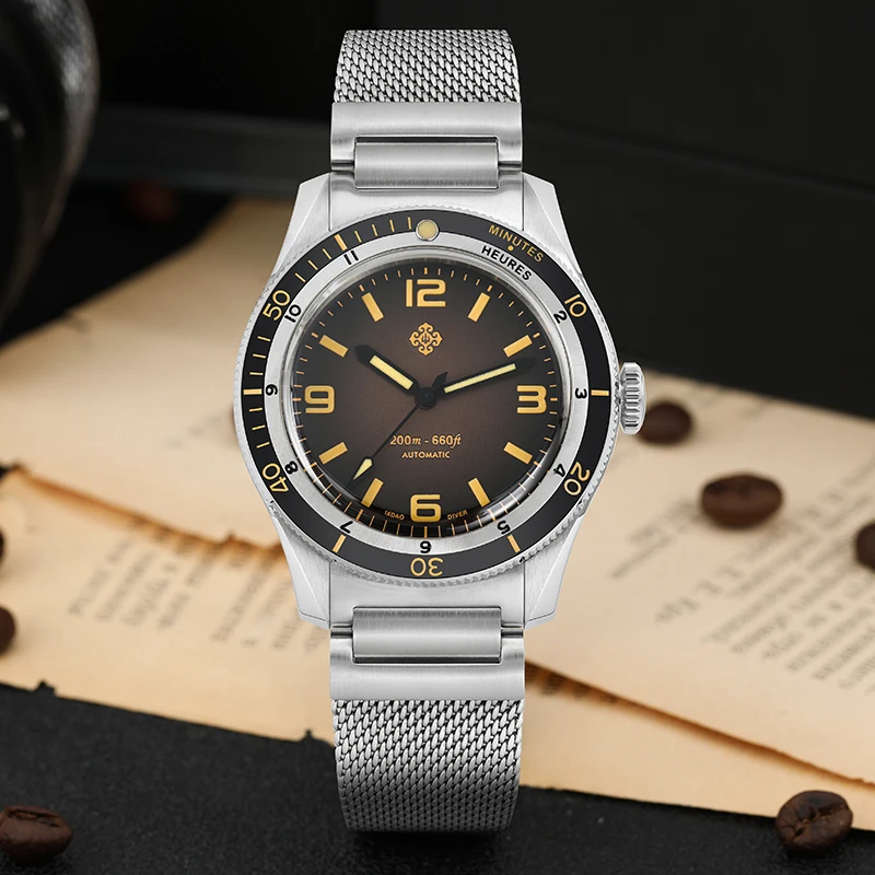 IX&DAO 5305 Dive Watch Automatic Mechanical Retro Luxury Wristwatch Sapphire Diving Reloj Hombre Men 40mm Vintage Wristwatch