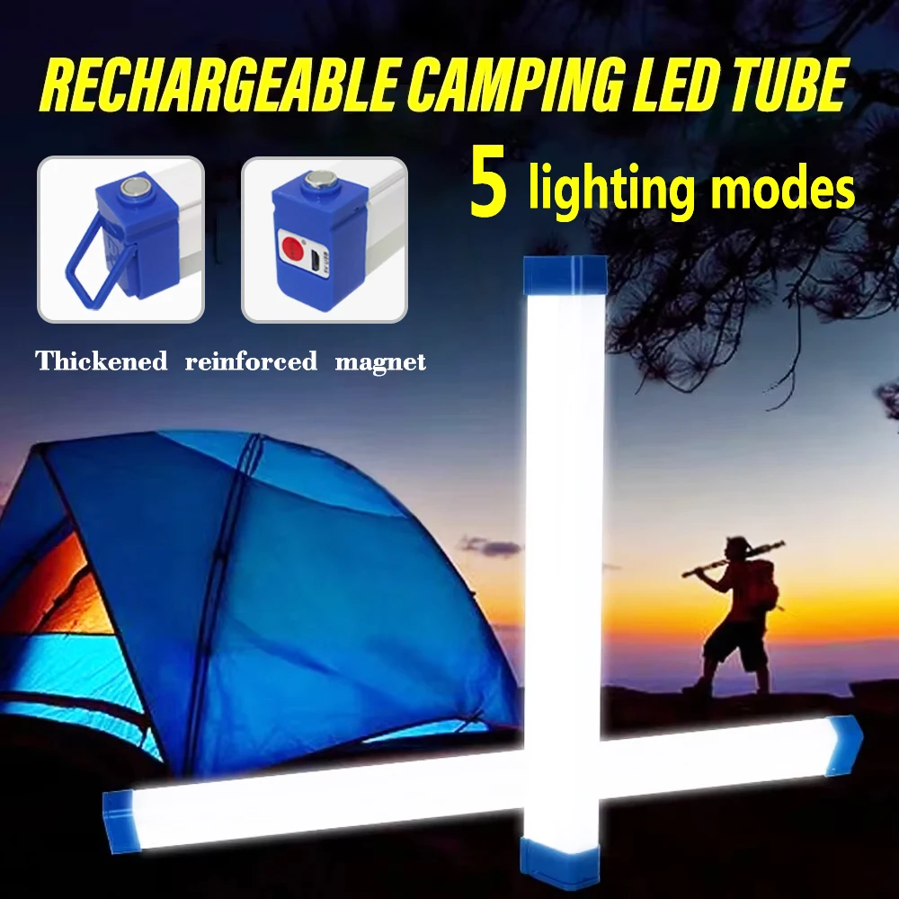 LED Rechargeable Lamp Tube USB 5V Emergency Light Camping Magnetic Portable Lightinging Night Market Outdoor Vehicle Hard Strip