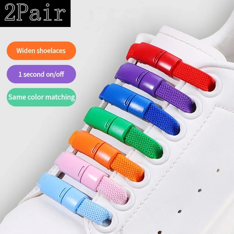 1Pair/2Pair Magnetic Buckle Shoelaces Without Ties 0.8MM Wid