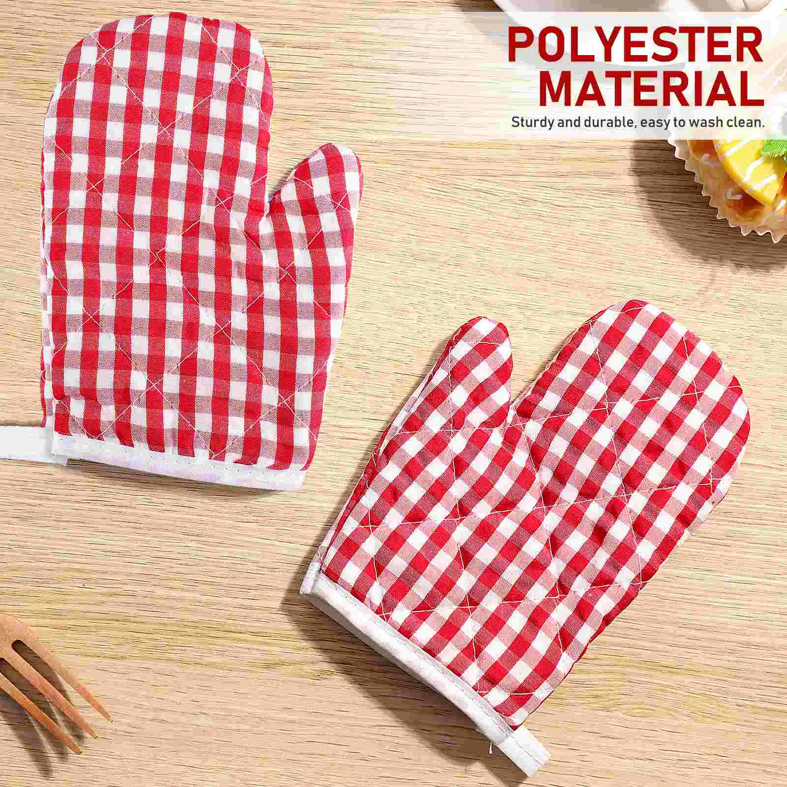 Heat Resistant Mitts Kids Kitchen Oven Gloves Cotton Twill Fabric Padding Smooth Stitching Bright Color Adorable Girls Easy