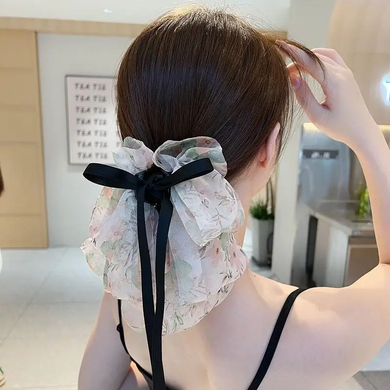 

New Fashion Hair Net Butterfly Decorate Hair Accessories Women Elegance Floral Stewardess Job Coiling Hair Claw Headwear Gift