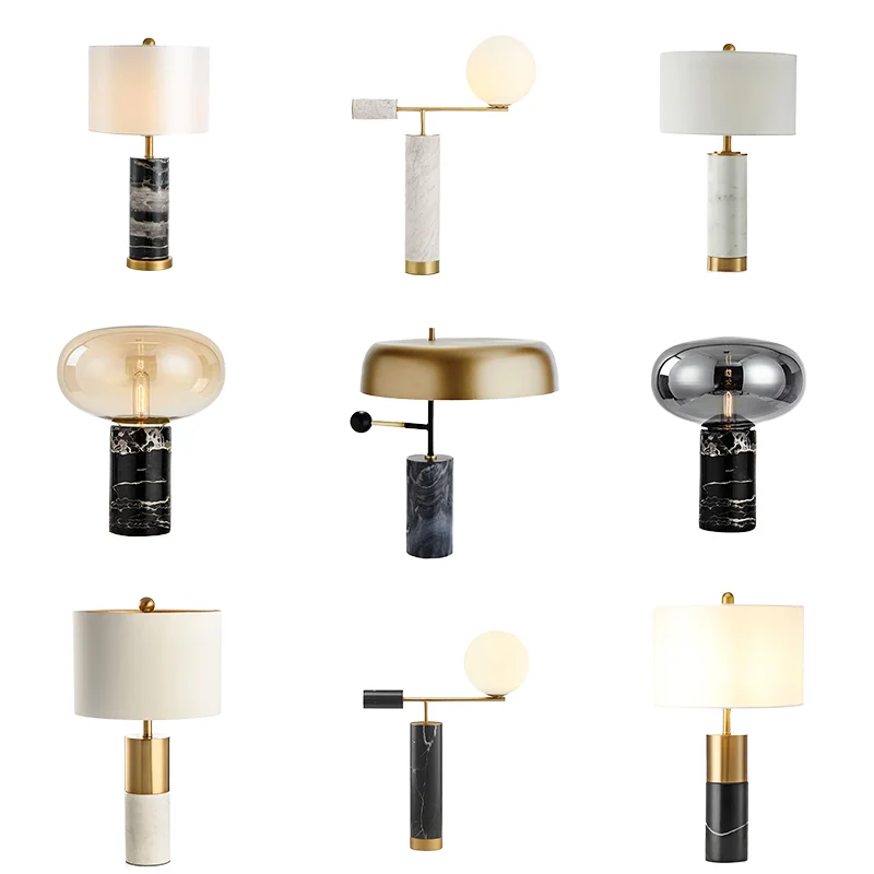 

Modern Unique Marble Table Lamp for Indoor Home Decoration Large Hotel Room Bed Side Night Light Electric Power Supply Metal