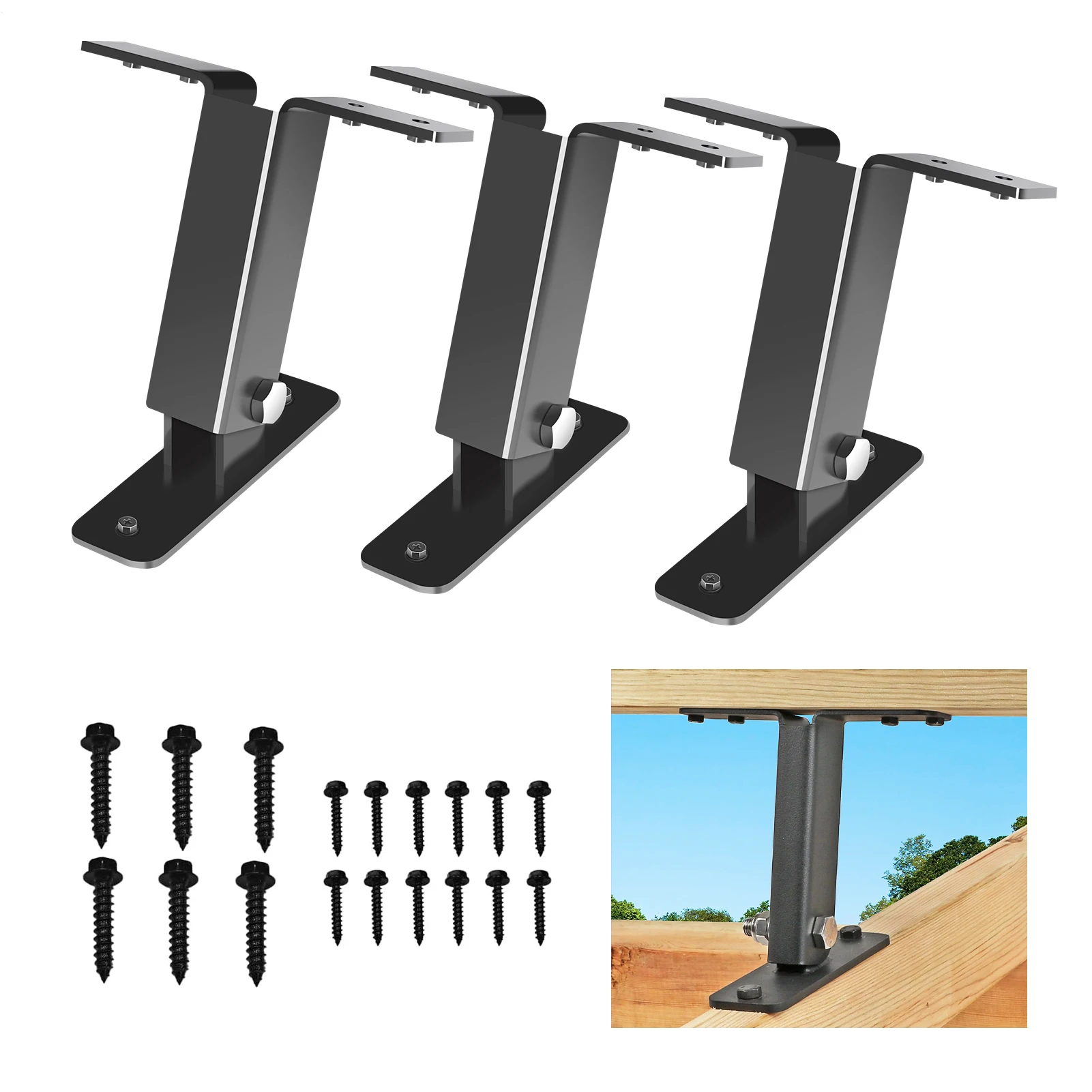 

Roof Riser Bracket, Rustproof Gazebo Beam Bracket 3 Pieces, Adjustable Angle Waterproof Pergola Kit for Terraces Balconies Parks