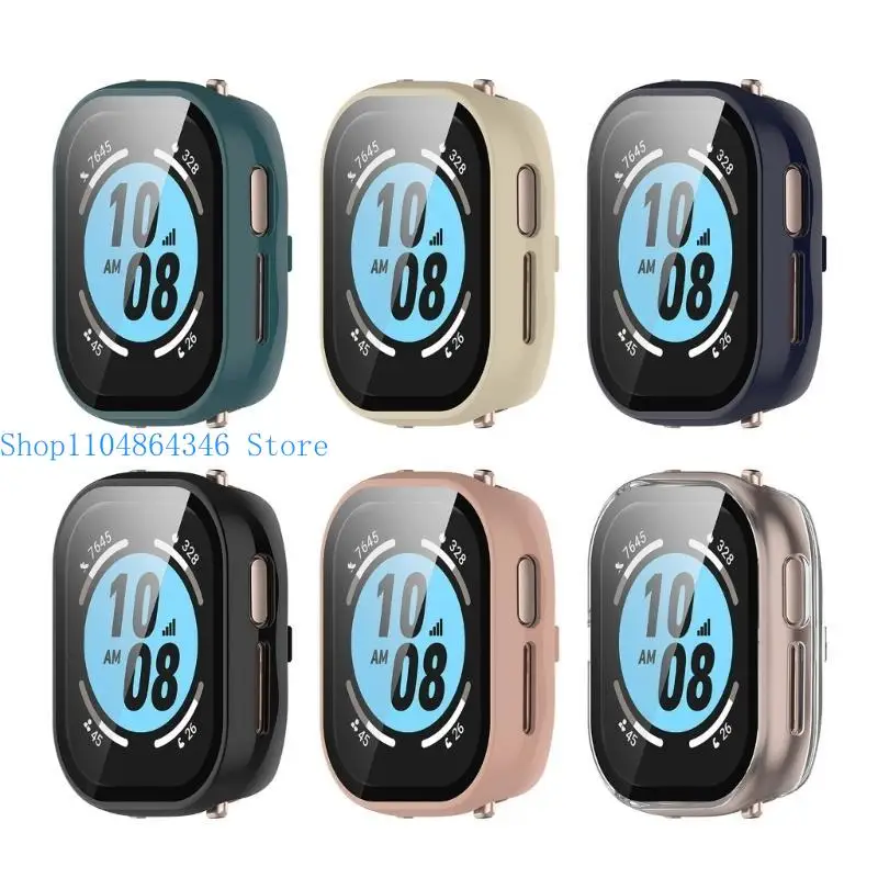 

652F Tempered Glass Film + Case Screen Protector Full Coverage Cover Hard Anti-scratch Frame Shell Watch Housing For Watch 4