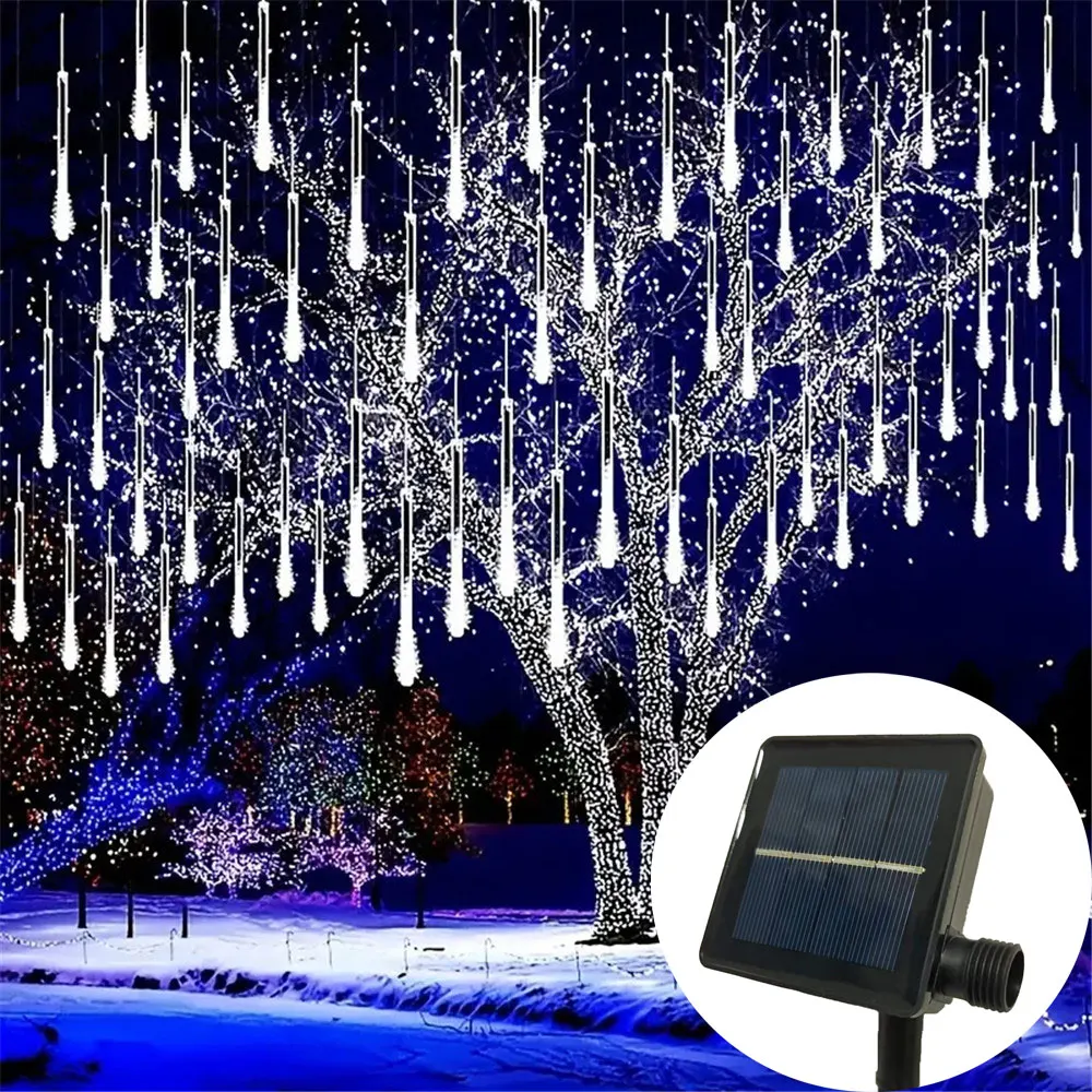 

8 Tubes 50/30cm Led Meteor Shower Solar Led String Lights Outdoor Fairy Garland Christmas Tree Decor Garden Patio Street Lights