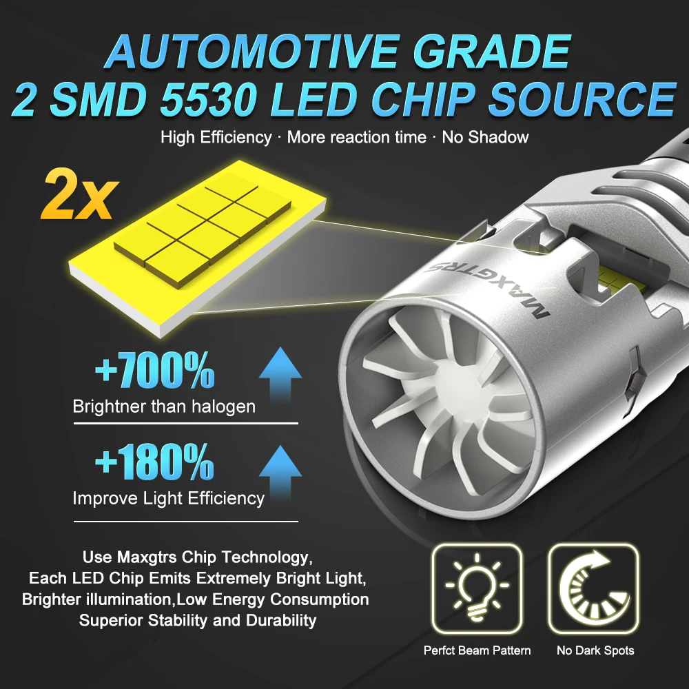 MAXGTRS T15 W16W LED 921 912 LED Canbus No Error No Hyper Flash Car Reverse Parking Turn Signal Bulbs Lamp Amber Yellow White