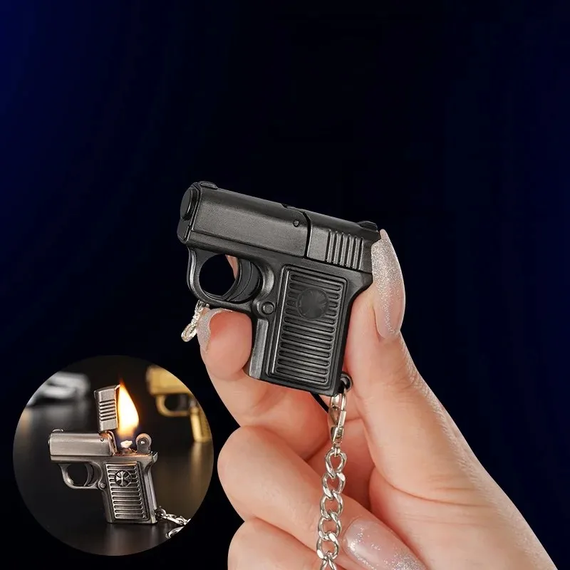 Retro Stylized Decor Lighter Bronze Metal Embossed Shell Mini Keychain Pendant Pocket Collectible Novelty Smoking Accessory