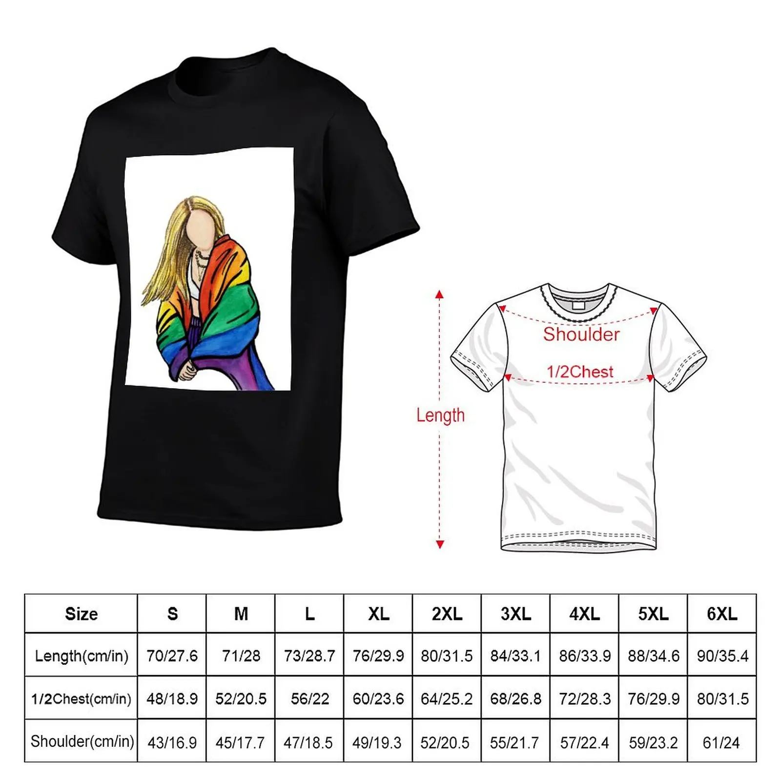 Rainbow pride art- Hayley Kiyoko pride flag illustration T-Shirt new edition heavyweights summer tops Men's t-shirts