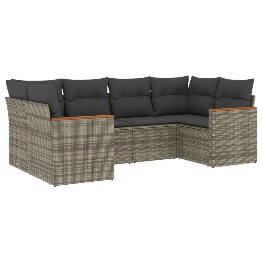Große modulare Gartensofa-Set aus grauem PE-Rattan