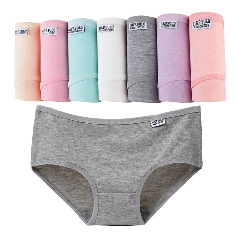 1pc Candy Color Seamless Breathable Cute Pink Cotton Mid Waist Solid Panties Ladies Underwear