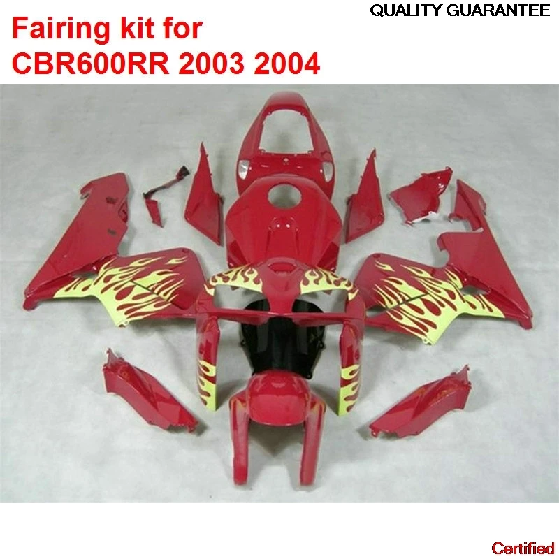 

Suitable For HONDA CBR600RR 03 2003 ( Yellow Flame Red ) Abs Molding Fairing Kit + Windscreen 57