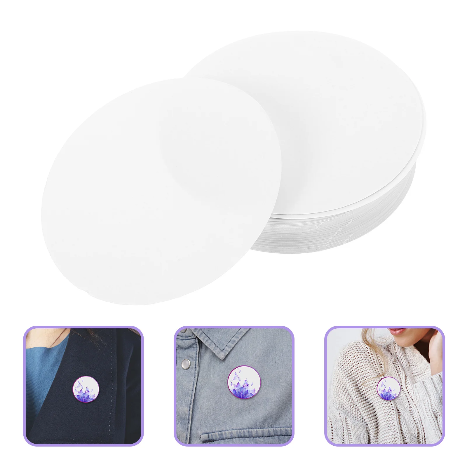 100Pcs DIY Button Making Paper Blank Round Sheets for Hand Painting Drawing Custom Badges Craft Projects Printable Pins Graffiti