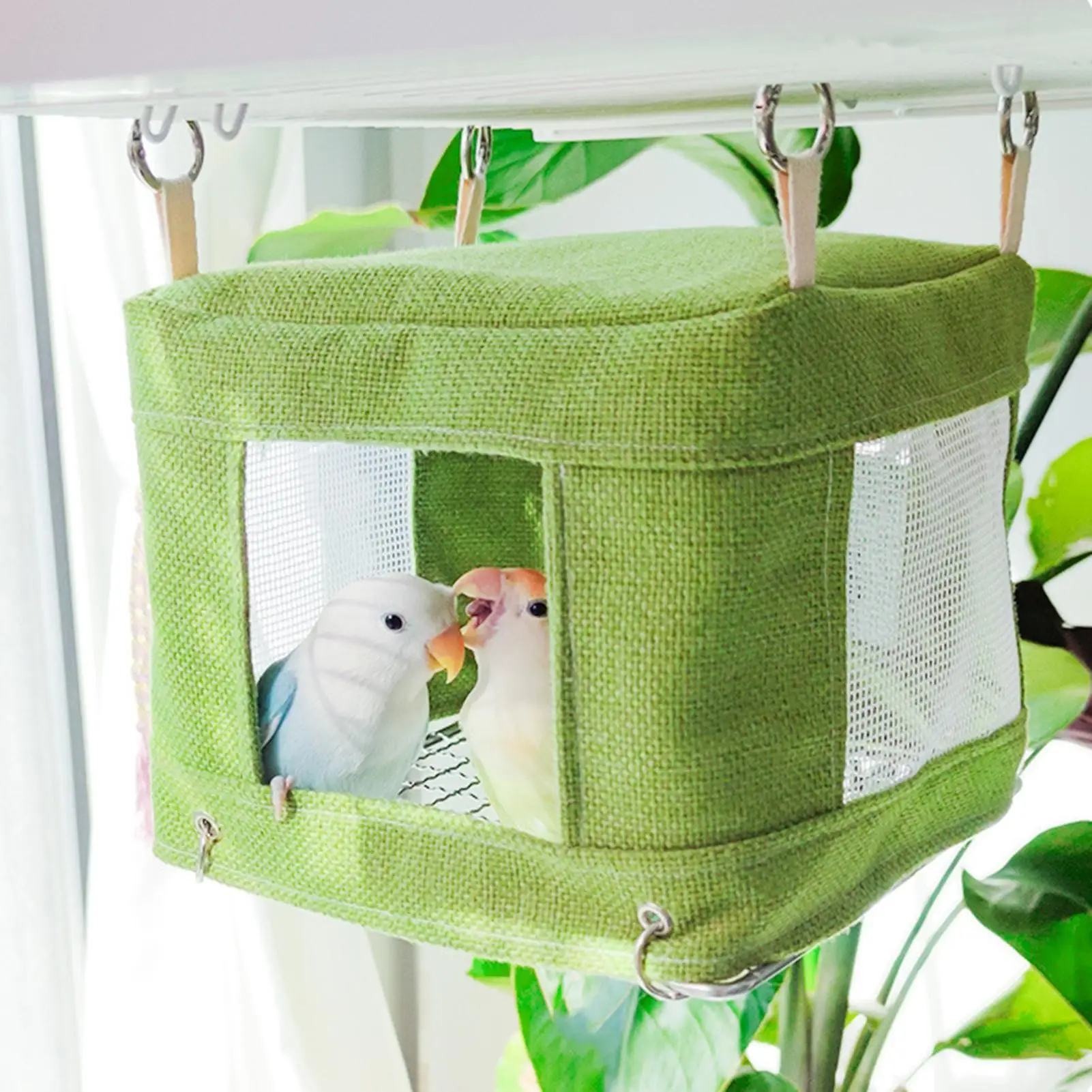 鳥のベッドケージインコハウス睡眠巣テント通気メッシュ底カナリア繁殖フィンチインコ遊び休憩用