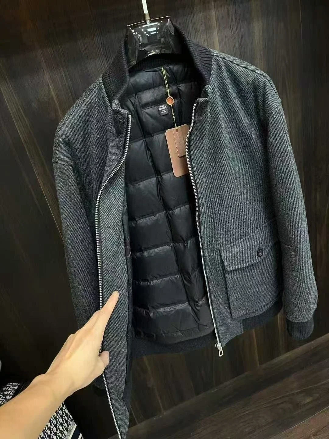

Текстурированный теплый пуховик LP 25ss с воротником-стойкой