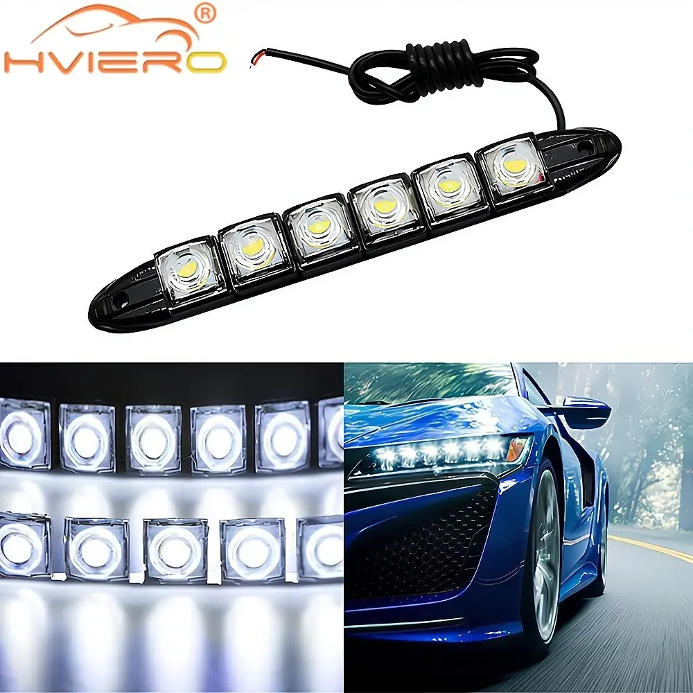 

Car Universal Daytime Running Light Flexible 6LED White Waterproof Driving Fog Bulb Warning Lamp Signal Headlights Modification