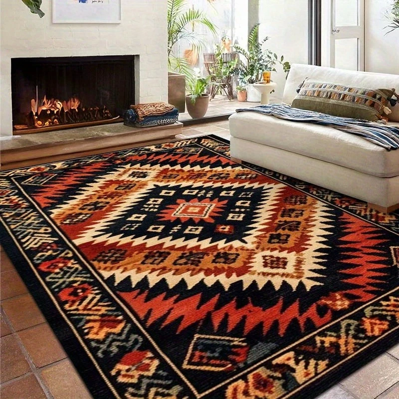 

Retro Ethnic Style Carpet Living Room Sofa Coffee Table Cushion Bedroom Bed Blanket Home Decor Moroccan Carpet Large Area Rug