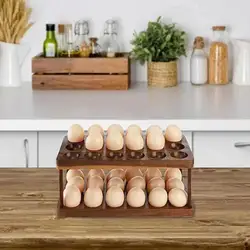 Egg Holder Countertop Solid Wood Egg Holder Rack for Storage Egg Tray Basket Space Saving Kitchen Egg Organizer for Kitchen Egg