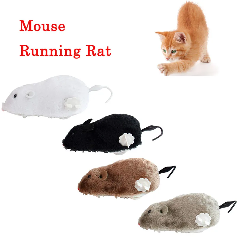 1Pcs Clockwork Toy Wireless Winding Mechanism Toys Mouse Cat Toy Trick Playing Plush Toys Mechanical Motion Rats For Cat Dog Pet