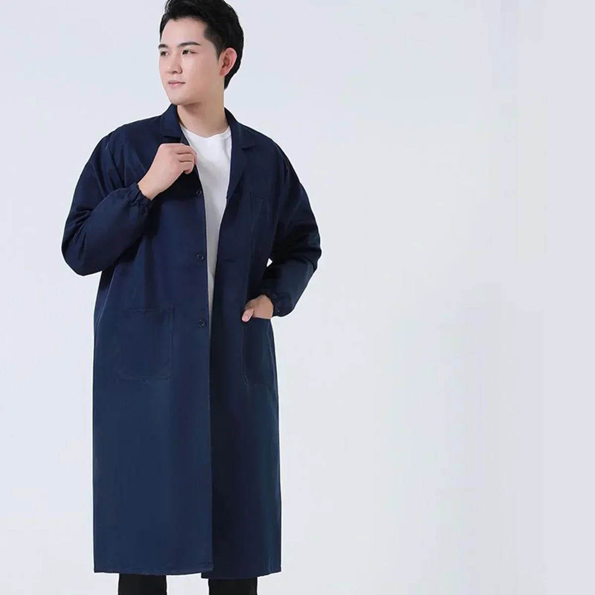 Unisex Male Warehouse Keeper Breeder Long-sleeved Dust Jacket Labor Insurance Women Work Dust Cover Coat Long Coat Gown