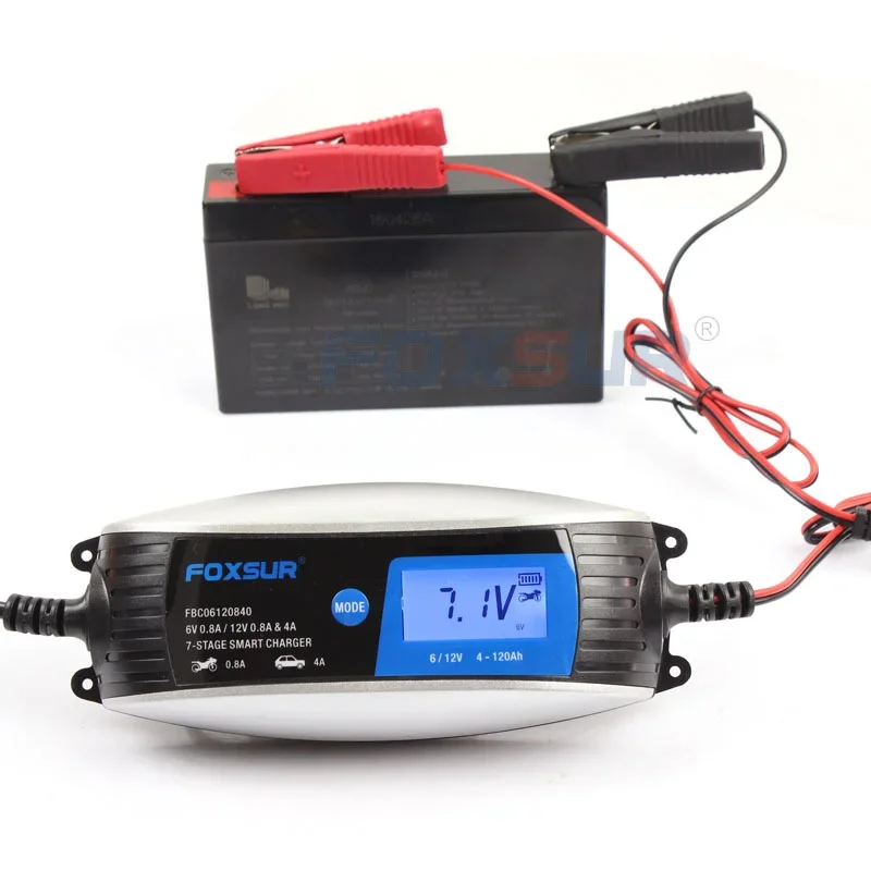 FOXSUR 6V 12V Motorcycle & Car Automatic Smart Waterproof Battery Charger EFB AGM GEL Pulse Repair Battery Charger