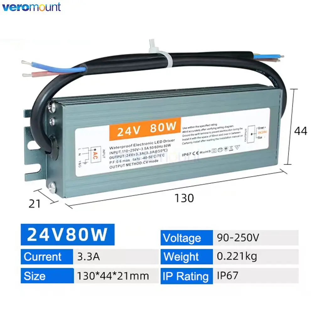 

LED Driver DC 12V 24V IP67 Waterproof Lighting Transformers for Outdoor Light AC 220V Power Supply 100W 120W 150W 200W 300W 350W