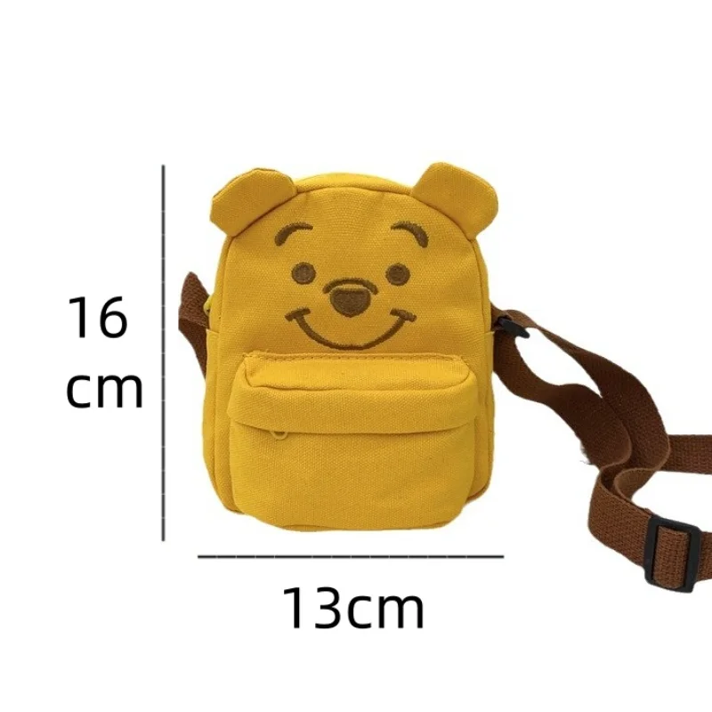 Disney Winnie Bear Children\'s Satchel Bag Cartoon Cute Women\'s Mini Crossbody Bag High Quality Solid Color Canvas Shoulder Purse