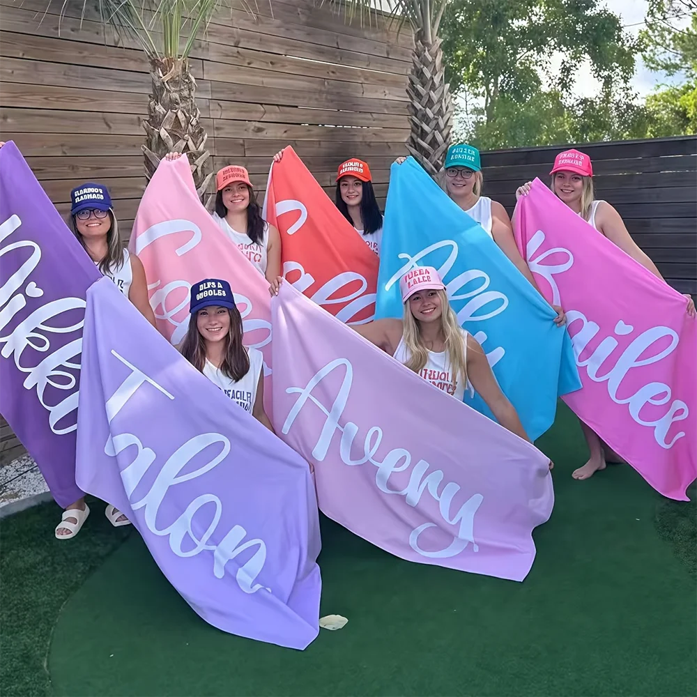 Custom beach towels-Custom Personalized Name Beach Towels,Bulk Bridesmaid Bachelorette Party Quick Dry Towels