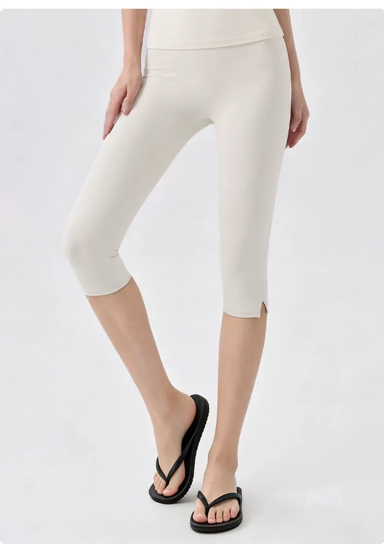 Damen Capri-Trainingsleggings mit hoher Taille, ultraweiche, atmungsaktive, elastische Fitnesshose für Yoga, Pilates, Laufen und Fitnessstudio – Detail 11
