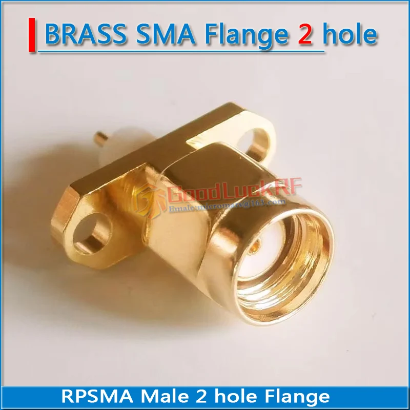 RP-SMA RPSMA RP SMA Male Rhombic With 2 hole Flange Panel Chassis Mount deck Solder PTFE copper RF Connector Coax Adapters