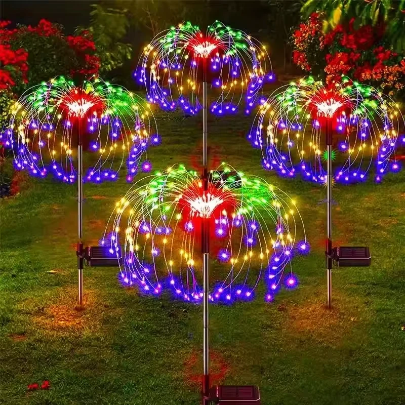 8 Mode Solar Powered Outdoor Grass Globe Dandelion DIY change Lamp 60/90/200 LED For Garden Lawn Decor Landscape Holiday Light