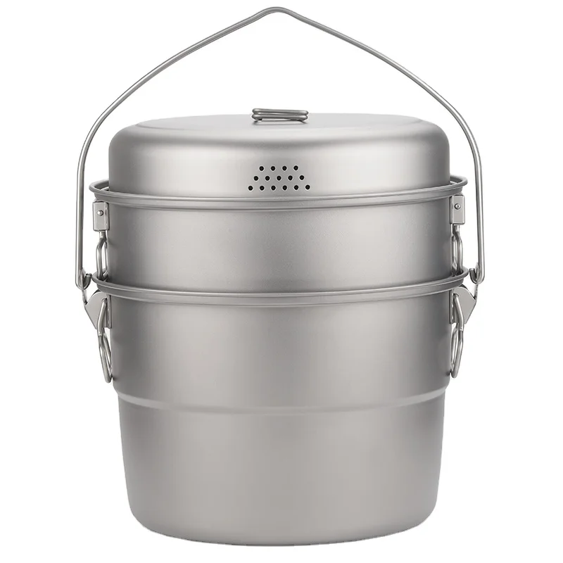 Food Steamer Pan Stock Pot Soup Pot Outdoor Hanging Pot Portable Travel Household Kitchenware Cooking Utensils Set