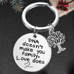 Cute Step Dad Mom Gifts Keychain pendant Step Mother father key chain Mother's Day Gift DNA Doesn't make you family LOVE