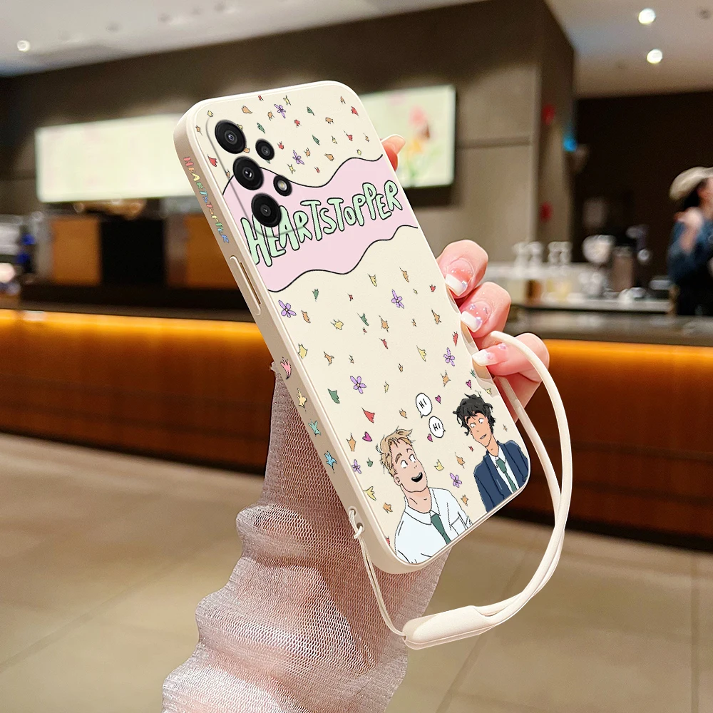 Cartoon Heartstopper Case For Samsung Galaxy S24 S23 S22 S21 S20 S10 Note 20 10 Lite Ultra Plus FE 4G 5G Cover With Hand Strap