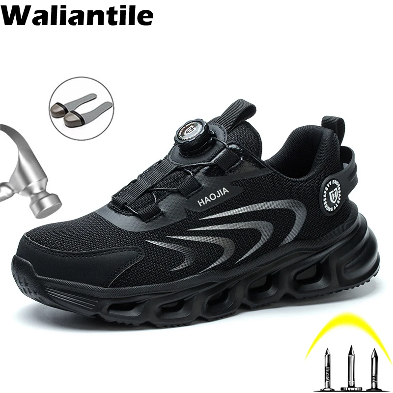 

Waliantile Steel Toe Men Safety Shoes For Industrial Working Boots Puncture Proof Breathable Indestructible Work Sneakers Male