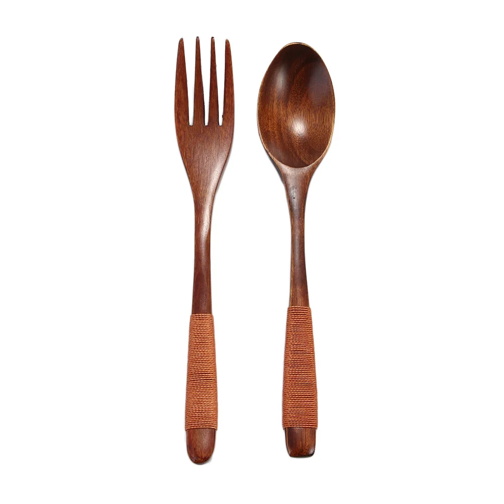 

Natural Wooden Rice Utensil Soups Cereal Tableware Fork Dinnerware Sets Spoon