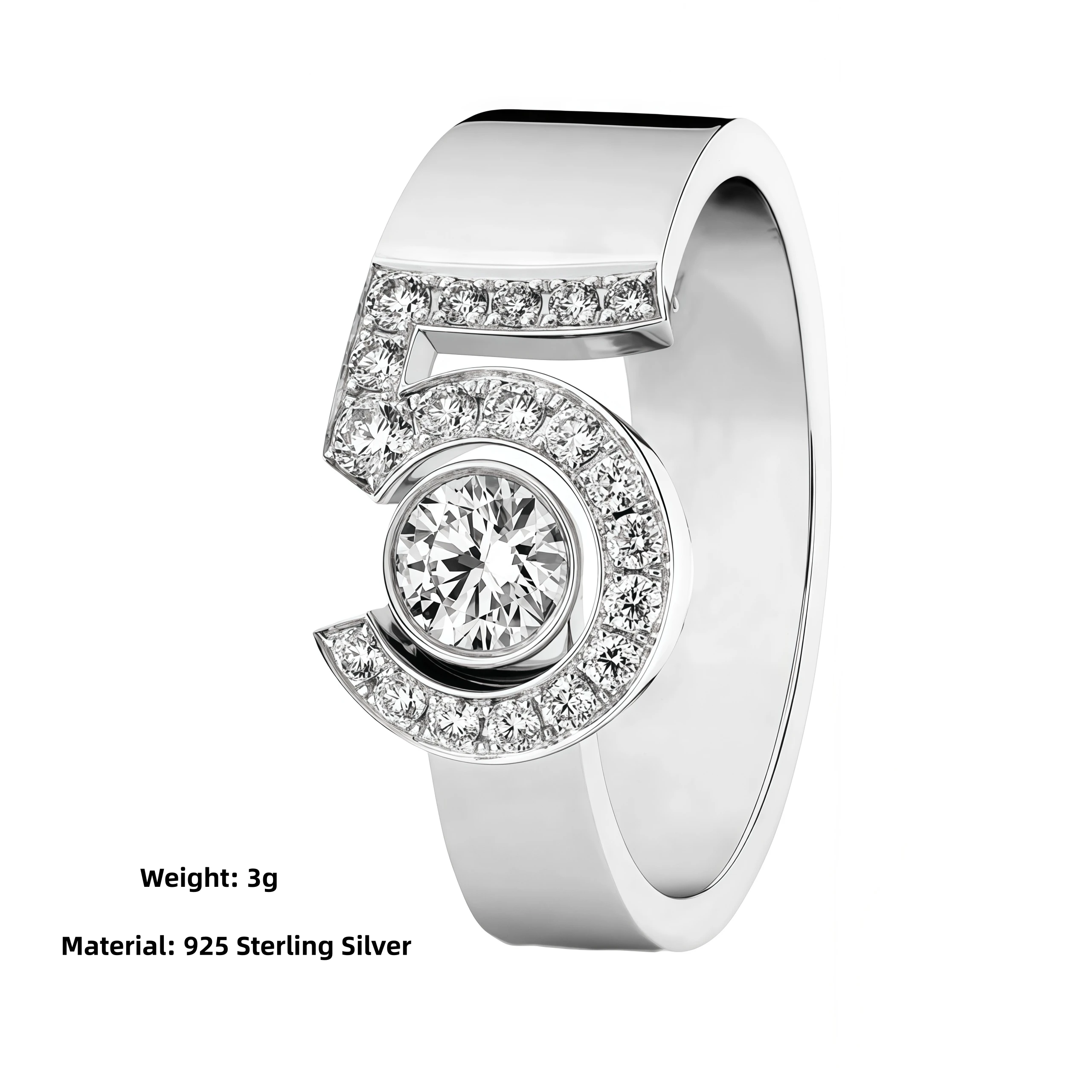 

Winkin Winsin модное 5-символьное кольцо с каплями воды и полным бриллиантом, одиночное женское кольцо из стерлингового серебра 925 пробы с бриллиантами, гладкое цифровое кольцо, ювелирные изделия