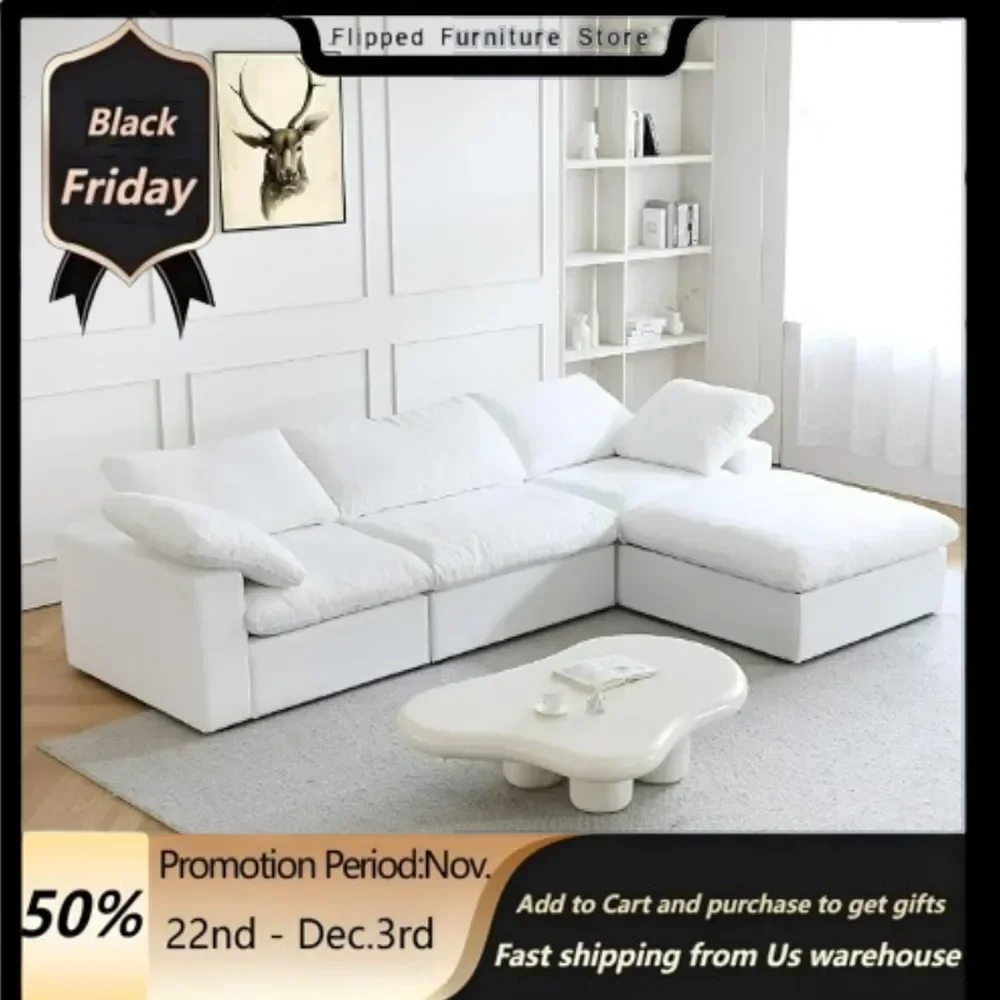 cloud sofa.120LShape Cloud Modular Couches for Living Room,Modern Convertible Sectional Sofa CouchCouch Cushion Covers Removable