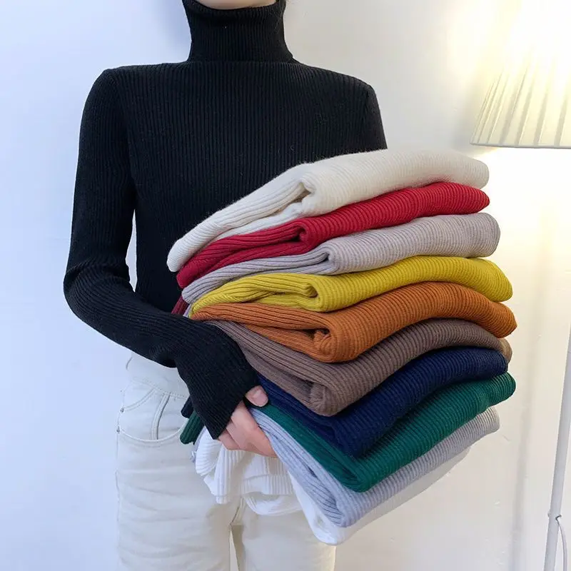 

plus Size High Neck Long Sleeve Women's Knitwear Easy to Wear Slimming Stylish Commute Style Korean Version Soft Fabric