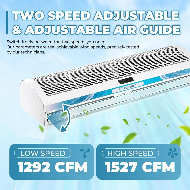 Joli de porte magnétique pour rideau d'air, non refroidi, comprend 2 vitesses, 2559FPM, 1527CFM, 36 en effet