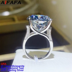20 Carat Blue Black Moissanite Rings High End s925 Silver Big Moissanita Lab Diamond Gemstone Ring Plate 18k White Gold Jewelry