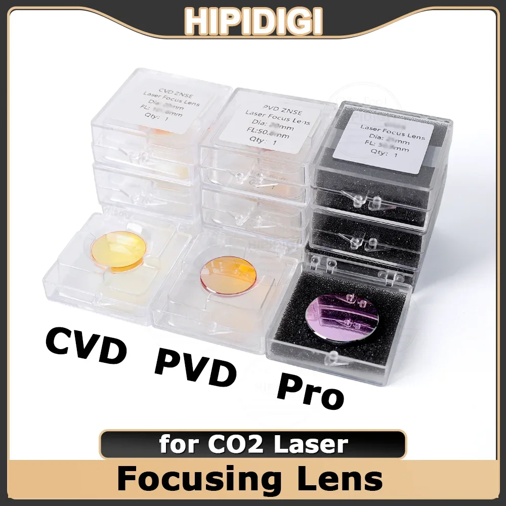 HIPIDIGI CO2 Focusing Lens USA CVD China PVD ZnSe Pro Dia.15 18 19.05 FL38.1 50.8 63.5 for CO2 Laser Engraving Cutting Machine