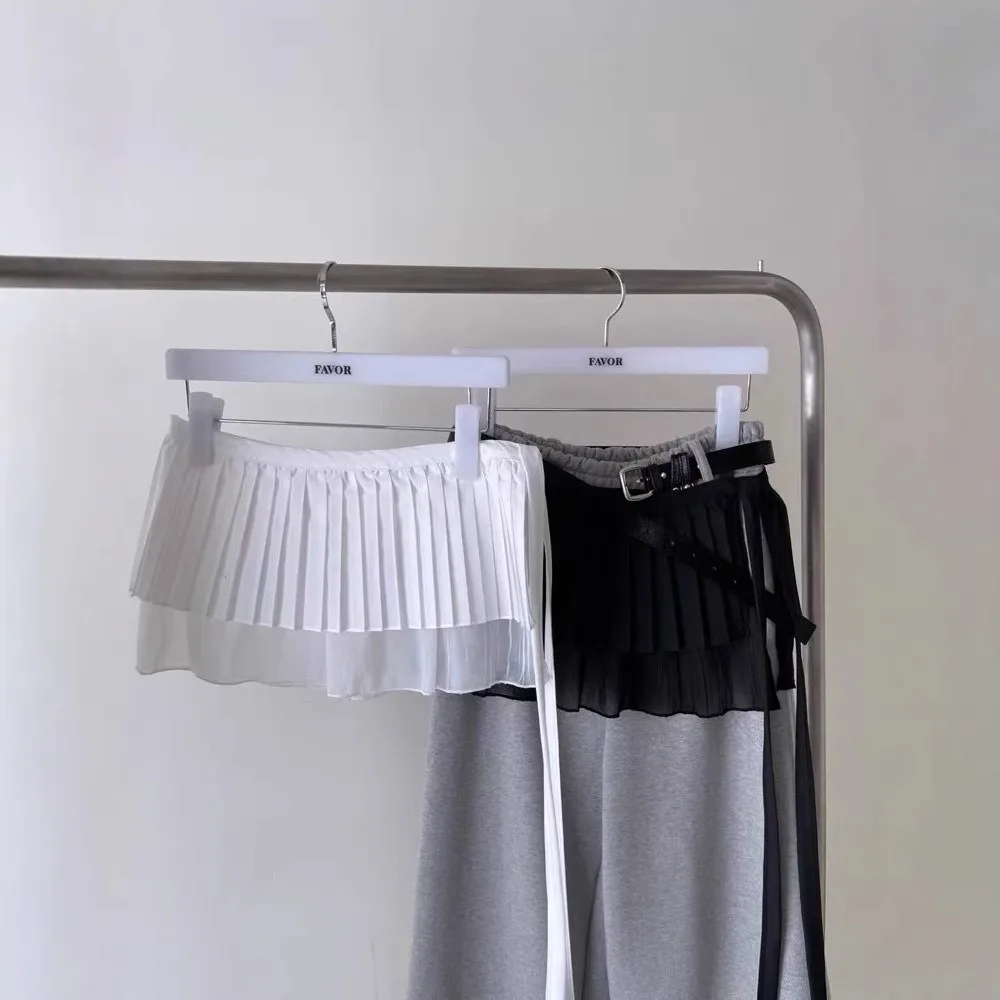 

Hip-hop Layer Outfits Pleated Skirt Shirt Extender Mesh Ruffled Edge Waistband Y2K Sweet Lace Up Hip Scarf Jeans Decor